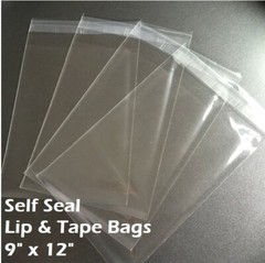 9″ x 12″ Clear Recloseable Self Seal Adhesive Lip & Tape Plastic Cello Bags