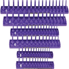 6 Piece Socket Tray Set – 2 Row – Purple – 1/4″, 3/8″, 1/2″ HSN-92021