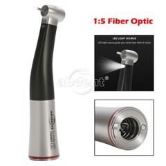 1-10*Dental 1:5 Increasing Speed Fiber Optic LED Contra Angle Handpiece Black dk