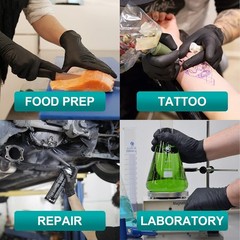 Black Vinyl Disposable Gloves, 4 Mil – Safe for Food & Latex Allergy – 100 Pack
