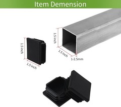 1.5 Inch Square Tube End Cap Plastic Plugs 12 Pack Square Tubing 1.5 x 1.5