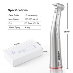 AZDENT Contra angulo LED Dental 1: 5 aumenta el mango Fit Motor eléctrico