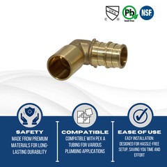 25 Pcs. 3/4″ Pex A Male Sweat Elbow, 3/4″ Expansion Male Sweat Elbow 30-1-2=25