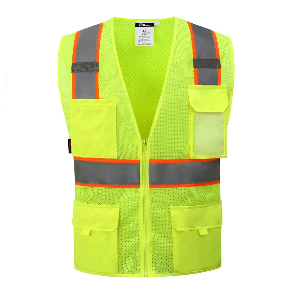 FX Two Tone Black Safety Vest with 4 Front Pocket XSmall to 3XL