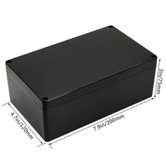 Black ABS Plastic Electrical Power Junction Project Box 7.87×4.72×2.95 Inch