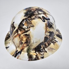 full brim hard hat custom hydro dipped IN WOLVES OF NATURE NEW WOLF COYOTE