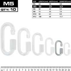 MEISTER QUICK LINK SCREWLOCK CARABINERS – M5 x 10 PACK – Galvanized Steel Clips