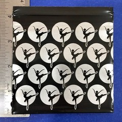 BaggiesSince1987 – 4040 4″X4″ Zip Seal BALLEINA Design Opaque Bags Silver Print