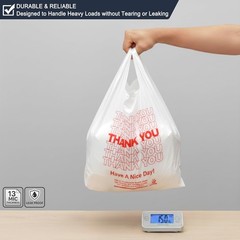 YoYoRain 1000 Pack White Thank You T-Shirt Bags with Handles, 11″x6″x21″ Plastic
