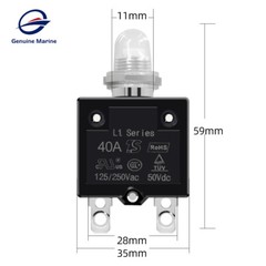 1/5/8PCS Push Button Reset Thermal Circuit Breaker 5-40A 50V DC 125/250V Volt AC