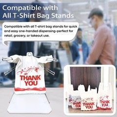 YoYoRain White Thank you bags, 100PCS T shirt To Go Large, Red Desig