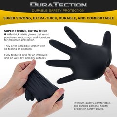 Dura-Gold HD Black Nitrile Disposable Gloves, Box of 100, Size XX-Large, 6 Mil
