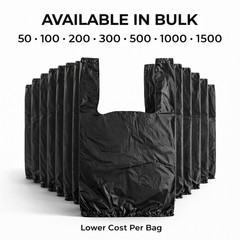 0.55 Mil Medium-Duty Black T-Shirt Bags XSmall 1/10 8x4x15 Bulk 50-1500