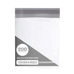 200 Expansion Poly Mailers 11 x 13 + 4″ Expandable Gusset Waterproof Bags 3 Mil