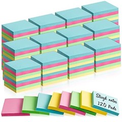 Sticky Notes Bulk 1.5 x 2 Inch Mini Self Stick Pads Assorted 120 Classic Color