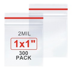 1×1 Inch Mini Resealable Plastic Bags 300PCS Small Zip Baggies Storage Pack