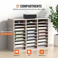 27-Pocket Document Organizer Medium Density Board with Non-Slip Feet