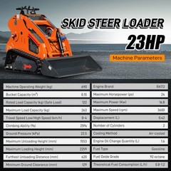 24HP Mini Track Skid Steer Loader, RATO 2-Cylinder Engine, 3-Pump Hydraulic Syst