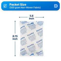 500 gram X 10 PK “Dry & Dry” Food Grade Orange Indicating Silica Gel Packets