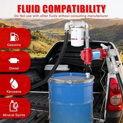 12V DC fuel transfer pump Red w/ Nozzle Kit for Gasoline Diesel 15GPM