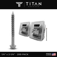 200-Pack 1/4″ x 2-1/4″ 410 Stainless Steel Hex-Head Concrete Anchor Screws