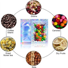 100/200 Holographic Mylar Foil Bags Smell Proof Resealable Zip Pouches Black