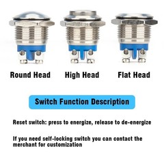 16mm Metal Push Button Switch Momentary 1NO Waterproof Car PC Power