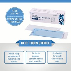 4000(20 Boxes) Self Sealing Sterilization Pouches Autoclave Pouch-2.75″x9″
