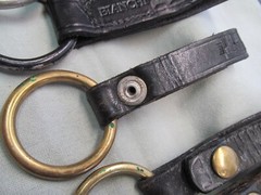 CHOICE of ONE (1) Flashlight/Baton Holder-Blk Leather Basketweave w/Brass Ring