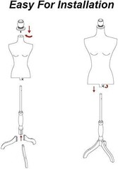 White Female Dress Form Mannequin Torso Body with Adjustable Tripod Stand Show