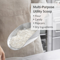 Choice 38 oz Aluminum Ice Scoop One-Piece Utility Scoop 12.75″ Handle Silver