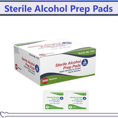 1 Box of 200 MEDIUM ALCOHOL PREP PADS #1113 SWABS WIPES 200 BRAND NEW ! #1113 U