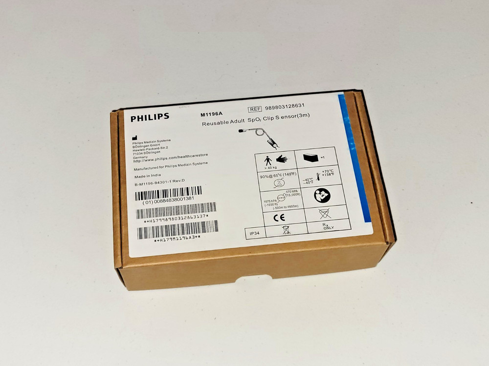 Philips M1196A Reusable Adult CpO2 Clip Sensor 3M New