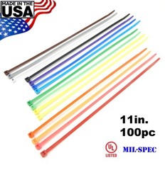 Color Zip Cable Ties 11″ 50lbs 100pc Made in USA Nylon Wire Tie Wraps