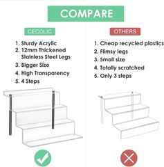 Clear Acrylic Riser Stand 4 Tier Pop Figure Display – 2 Pack