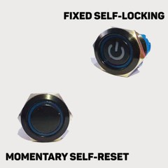 Metal Black Push Button Switch LED Momentary Latching Pc Boat Car Light Switch
