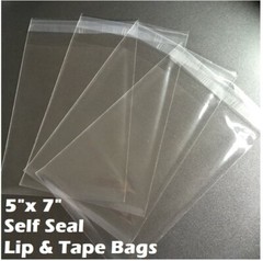 5″ x 7″ Clear Recloseable Self Seal Adhesive Lip & Tape Plastic Cello Bags