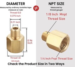 1/4 Inch Female to 1/8 Inch Male, Reducing Adaptor Brass Pipe Fitting, NPT Adapt