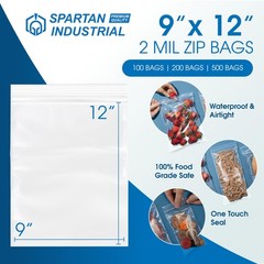 9×12″ 500 Clear Reclosable Zip Bags 2 Mil Poly Resealable Lock Seal Zipper