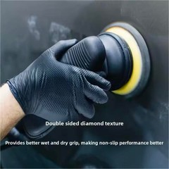 Multifunctional Nitrile Disposable Gloves 8 Mil Raised Diamond Texture BLACK