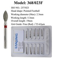 Dental Diamond Bur 368/023C 368/023F Pointed Football FG Burs Fine Coarse Burr