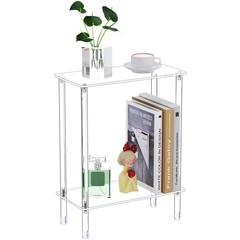 Clear Acrylic Narrow Side Table for Small Spaces, 15.75″ L x 7.87″ W x 19.82″…