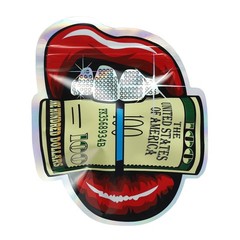 Cartoon Special-shaped Holographic Glossy 3.5g Mylar Bag Zip Seal Bag Resealable