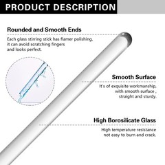 Glass Stirring Rod 12 Inch Length Stir Stick with Both Ends Round 24 pcs/pk