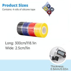 4 Rolls Self-fusing Silicone Tape Self Bonding Repair Tape Rubber Sealing Tape