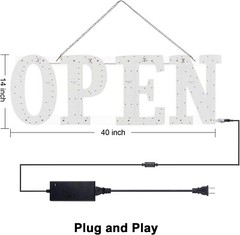 Ultra Bright 40″x14″ Large LED Open Sign for Business with Hanging Installation