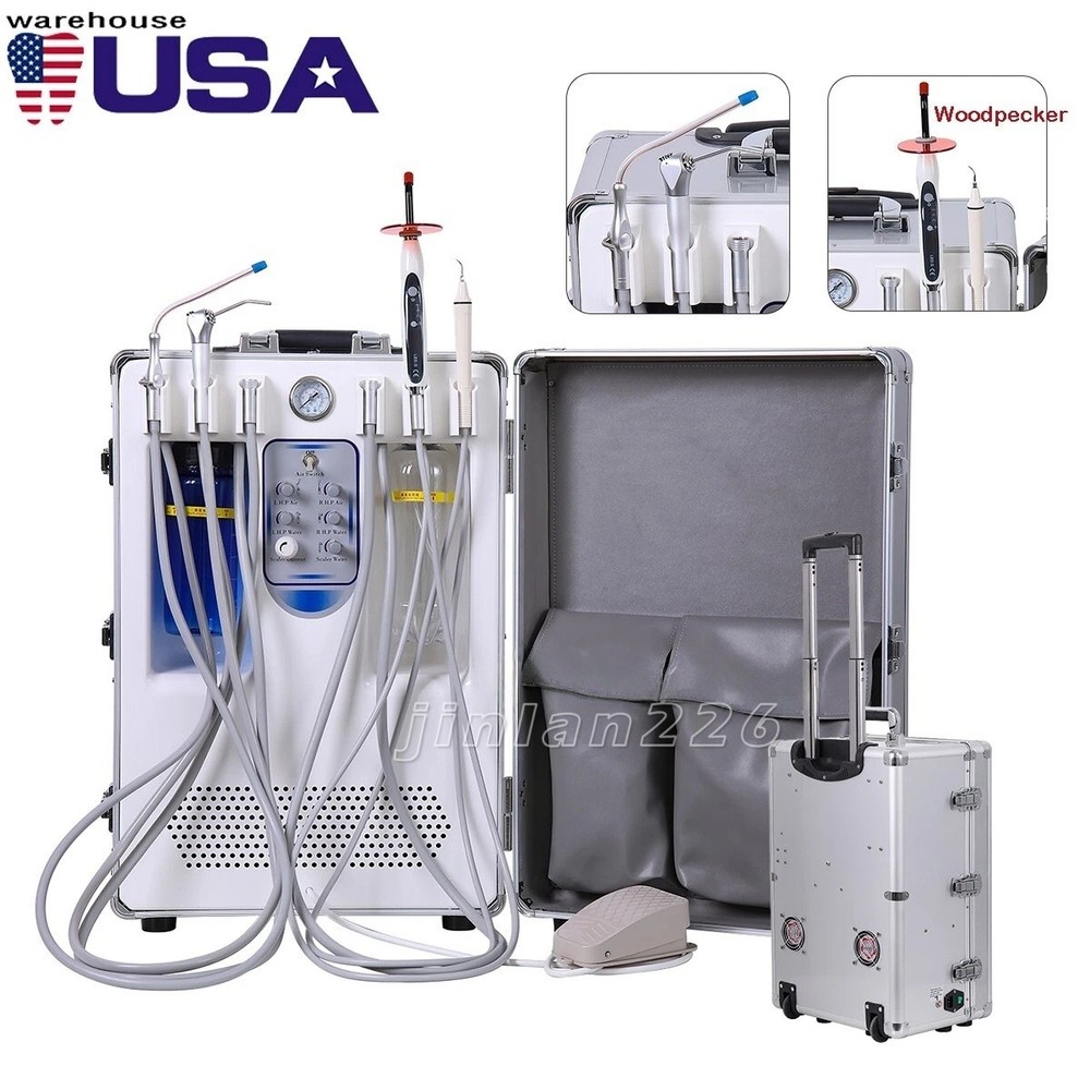 Portable Dental Delivery Unit Syringe Suction Turbine With Air Compressor 4Hole