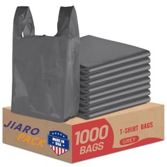 1000 Gray T-Shirt Bags 1/6 12″ x 6.5″ x 21″, Plastic Grocery Shopping Bags