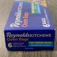 Reynolds Kitchens Wrap Oven Bags Large 16″ X 17.5″ 6 / Box New BPA Free 8 lbs.