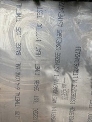 Titanium Sheet 6AL-4V Mill TIMET Domestic AMS 4911 On .125 X 48 X 48”